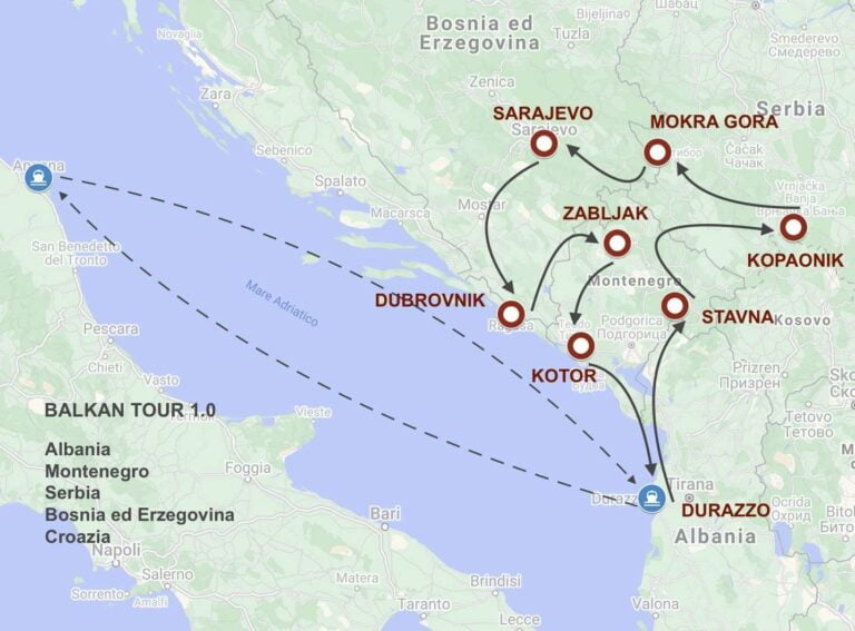 Mappa Balkan Tour Balcani in moto