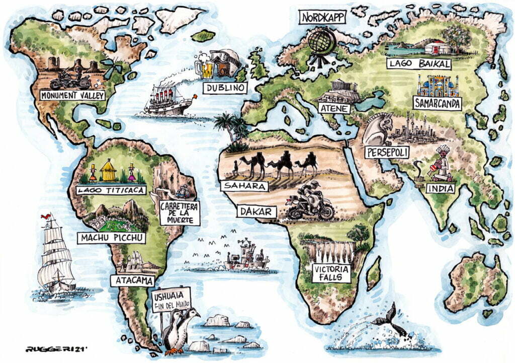 Cartina viaggi in moto organizzati in tutto il mondo
