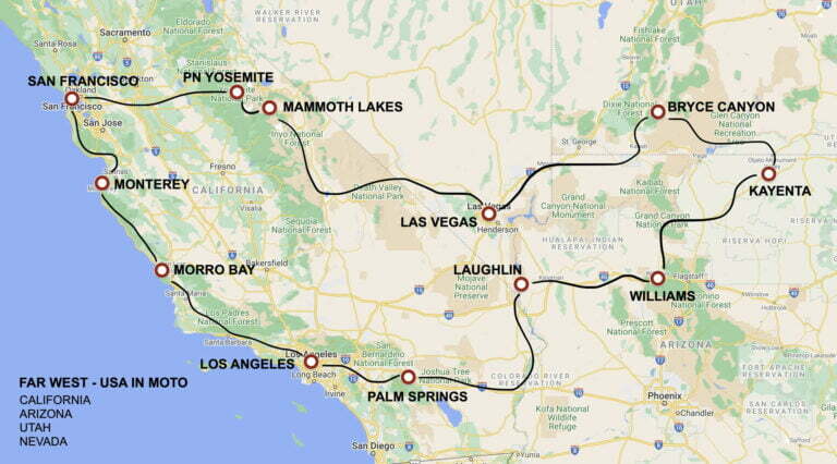 Far West USA in moto mappa